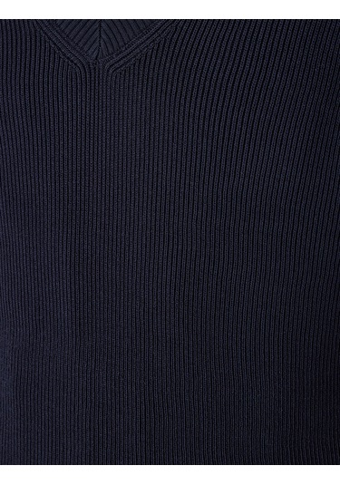 Koton V Yaka Regular Fit Viskon Karışımlı Triko Süveter Lacivert 5sam70013ht