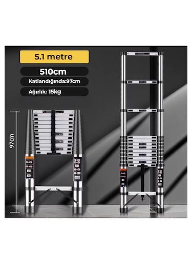 Paslanmaz Çelik Katlanır Merdiven 5.1 Metre 1 Adet