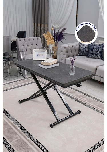 Home Üst Tabla Mdf Kartal Oval Köşe Alt Ayak Siyah