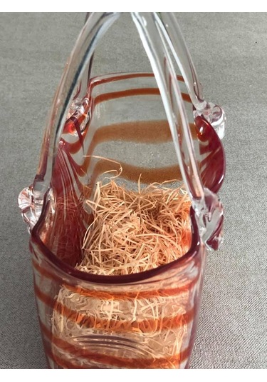 Fifth Avenue Crystal Vintage El Boyama Kırmızı Cam Vazo Çanta