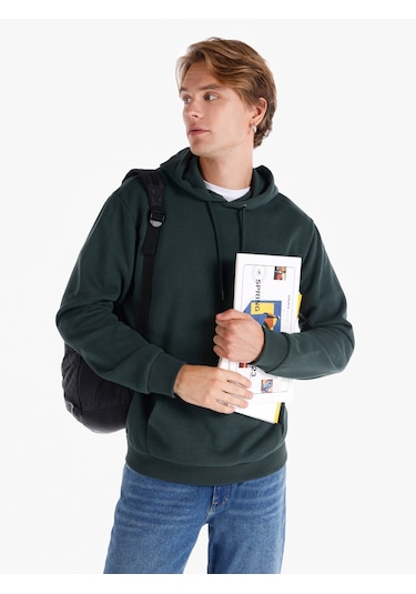 Colin's Colins Regular Fit Kapüşonlu Yeşil Erkek Sweatshirt Cl1059712 Koyu Yeşil