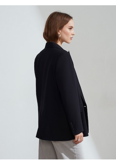 Dilvin 60784 Kruvaze Blazer Ceket-siyah Siyah