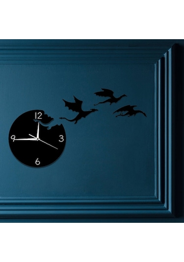 Gatherco Yaratıcı Akrilik Duvar Saati Uçan Ejderha Sessiz Kendin Yap Duvar Sticker Duvar Saati Çocuk Odası Dekorasyonu Aynalı Duvar Saati Diğer