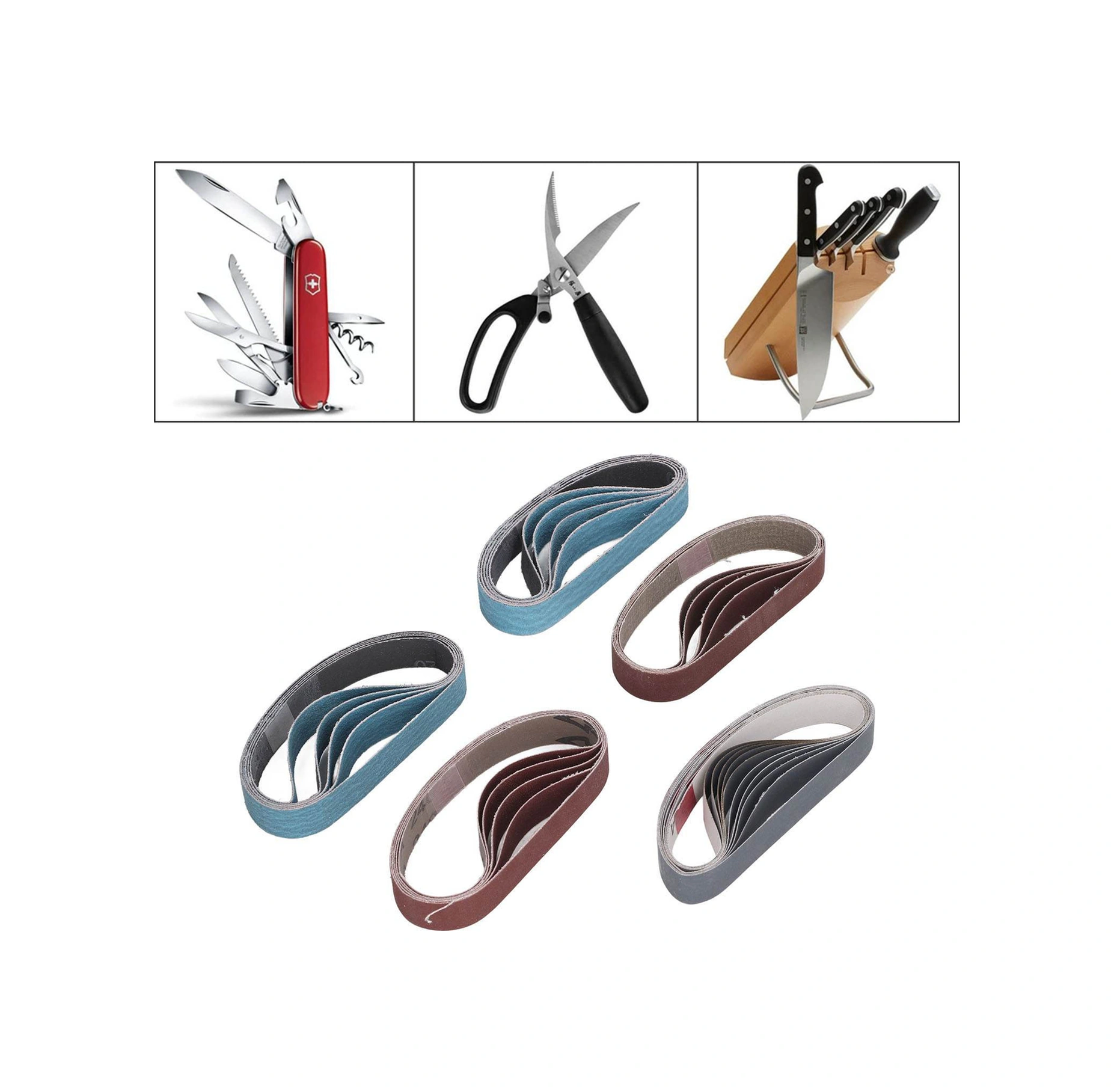 Hombey 30 Adet Zirconia Zımpara Kayışı Seti - 80-1000 Tane, 12x1/2 İnç, Çelik/ağaç Taşlama, Kesici Takım, Dayanıklı Malzeme