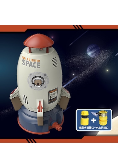 Vkemall Çocuklar İçin Uzay Roketi Su Spreyi - Dışarıda Döner Ve Uçan Su Oyuncak - Basınçlı Su Atıcı - Taban Ve Musluk Bağlantısı Dahil