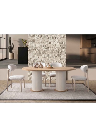 Minima Yemek Masası Takımı 6 Kişilik Takım Bej
