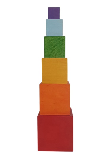 İç İçe Geçen Küpler 6 Parça Doğal Ahşap Oyuncak