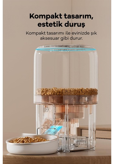 Kameralı ve Ses Kontrollü 4 Litre Akıllı Mama Kabı