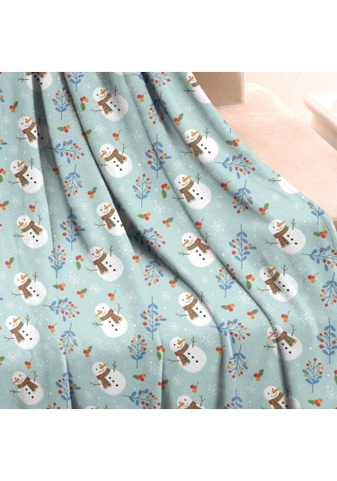 Noel Desenli 50x60 İnç Polar Battaniye, Yumuşak, Hafif Ve Kalın, Erkek, Kadın Ve Çocuk İçin Noel Kar Tanrısı Kızılcık