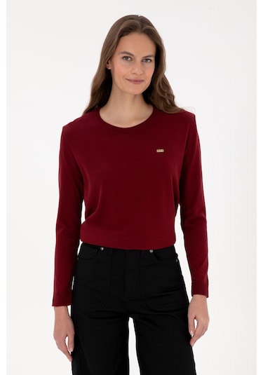 U.S. Polo Assn. Kadın Bordo Bisiklet Yaka Basic Kazak 50313579-VR014
