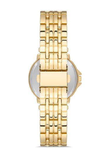 Dekoratif Kadran Taşlı Tasarım Metal Kordon Gold Kadın Kol Saati