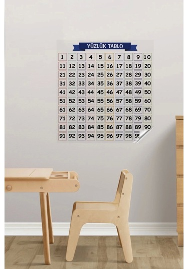 Ceylan Adam Matematik Öğreten Yüzlük Tablo Duvarda İz Bırakmaz Akıllı Kağıt Yapışkansız Statik 60x Diğer