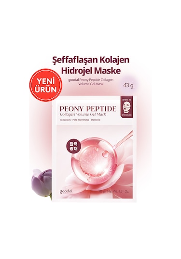 Şeffaflaşan Kolajen Hidrojel Maske Peptit İçerikli Goodal Peony Peptide Collagen Volume Gel Mask