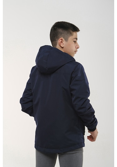 Erkek Çocuk Kapüşonlu İçi Astarlı Cepli Mevsimlik Mont