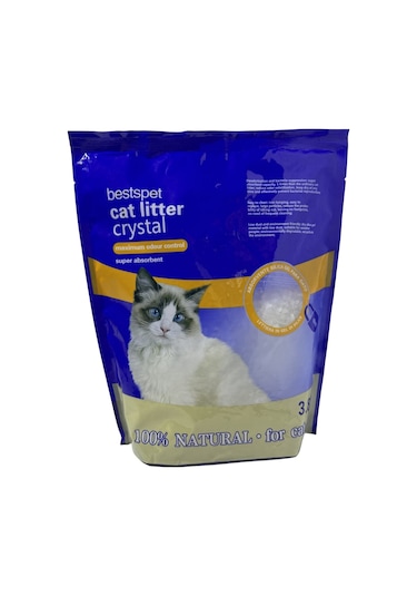 Bestspet Silika Tozsuz Kokusuz Naturel Parfümsüz Topaklaşmayan Kalın Kristal Kedi Kumu 6 x 3800 ML