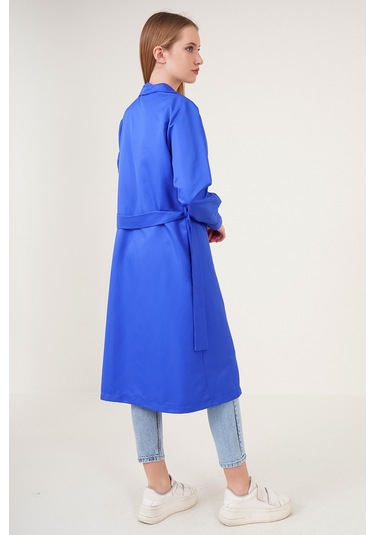 Bigdart 5853 Kruvaze Yaka Trençkot - Saks 001