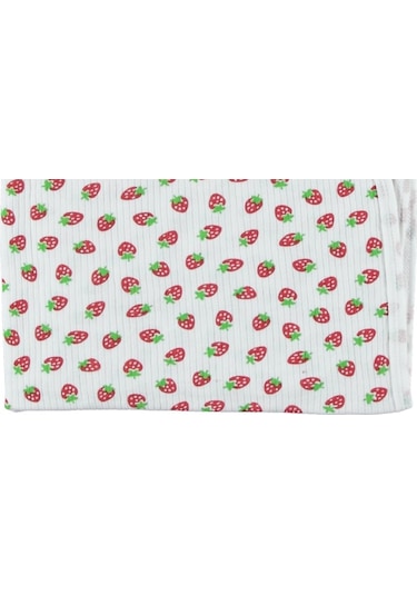 Pamuklu Kaliteli Çilek Desenli Mevsimlik Bebek Battaniye 80 90cm Beyaz
