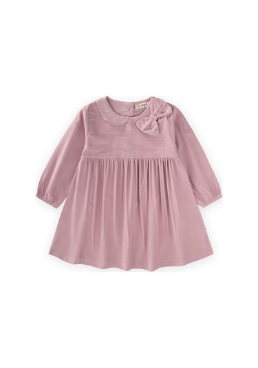 Kadife Elbise 1-8 Yaş Pudra Pembe Pudra Pembe