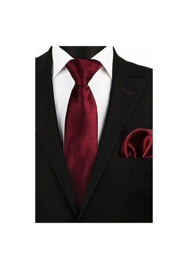 Bordo Ayarlanabilir Saten Çocuk Kravat Ve Mendil Seti Bordo