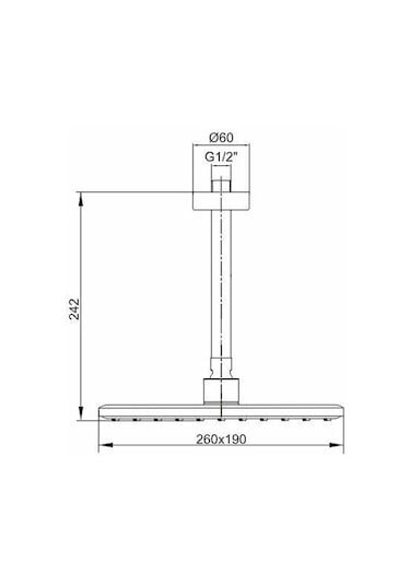 Ar Lucia Tepe Duş Başlığı Tavandan Borulu 260x190 Mm 103545061 Krom