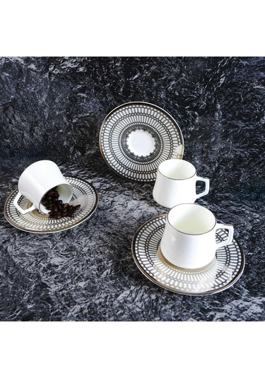 Evaliza Crown Platin 6 Kişilik Kahve Fincan Takımı 80 Ml 44199 renkli