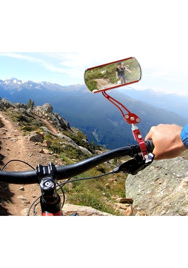 Yaleker Bisiklet İçin Alüminyum Geribakış Aynası - 22.2mm'den Düşük Saplar İçin - Ayarları Kolay - Dayanıklı - Geniş Görünüm - Kırmızı Çift Kırmızı