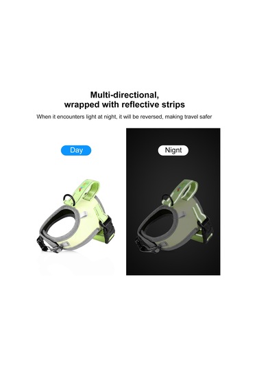 Funadd Traction Rope Reflective Breatheable Nylon Pet Vest Dog Harness, Size: S Green