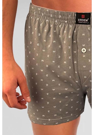 Erdem Gri Baskılı Desenli Penye Boxer 1400yınk Gri