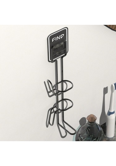 Lichen Banyo Demir Saç Maşası Rafı, Banyo Elektrikli Pano Siyah