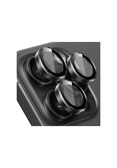 Buff iPhone 15 Pro Max / 15 Pro Kamera Metal Lens Koruyucu Siyah