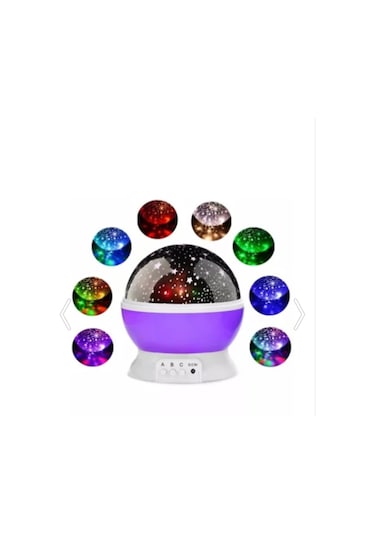 Çok Renkli  Ve Dönen Star Master Gece Lambası Mor Çok Renkli