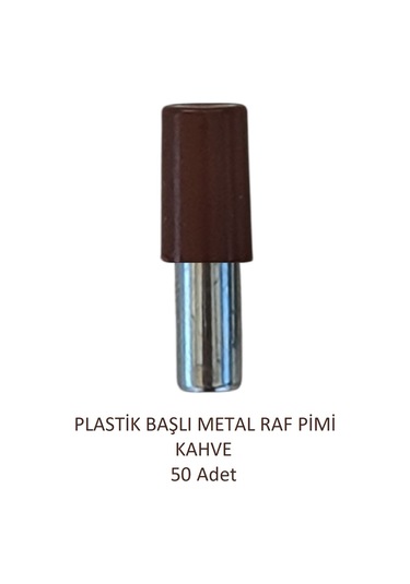 Plastik Başlı Metal Raf Pimi, Kahve 50 Adet Kahve