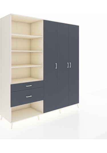 Kronos Dolap 16 Raflı 2 Çekmeceli 3 Kapaklı 220x59x243 Aytaşı-antrasit/antrasit Antrasıt/antrasıt