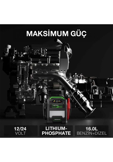 Lokithor J10000hd 12v/24v 10.000amp Lifepo4 Akıllı Akü Takviye + Powerbank + Led Lamba Fr J10000hd
