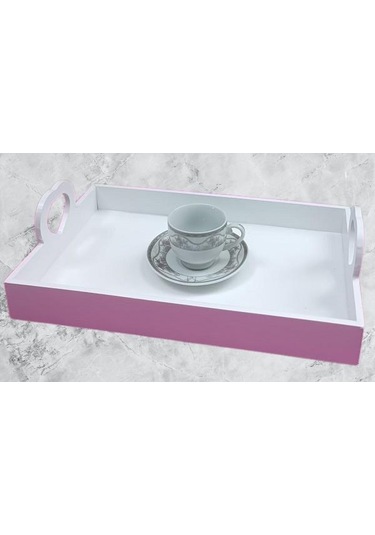 Hobi Erc Kalp Kulplu Tepsi 90404 Model Ahşap Mdf Parlak Beyaz Lake Boya El Yapımı