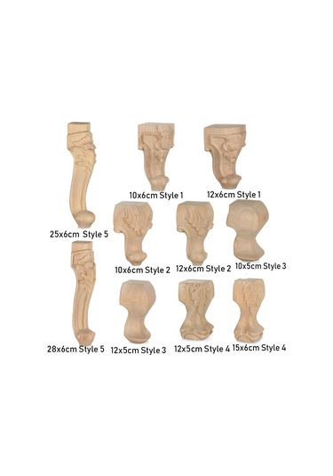 Dekorasyon El Sanatları Masif Mobilya Ayak Bacaklar Dolap Koltuk Ayakları Ahşap Oyma 25x6cm Style 5