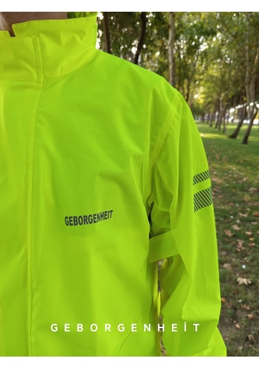 Geborgenheit Moto Gb Neon Motosiklet Yağmurluğu Cepli Astarlı Kapşonlu Su Geçirmez Alt Üst Takım Kadın Erkek