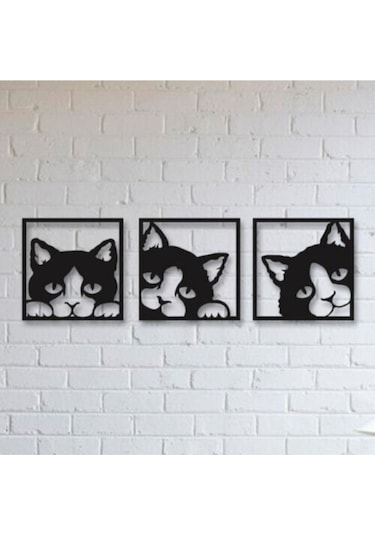 Numa Concept Lazer Kesim Kedili 3'Lü Duvar Tablosu