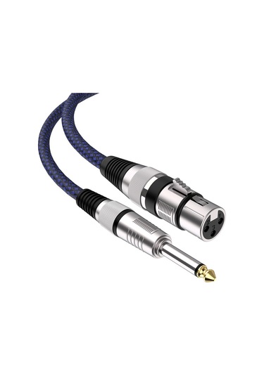 12m Blue And Black Net Trs 6.35mm Male To Caron Female Microphone Xlr Balance Cable