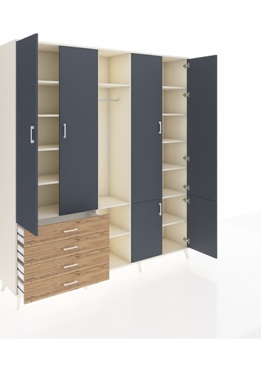 Hyperion Dolap 14 Raflı 4 Çekmeceli Tek Askılı 220x44x243 Aytaşı-antrasit/çam Antrasıt/atlas Çam Hyperion Dolap 14 Raflı 4 Çekmeceli Tek Askılı 220x44x243 Aytaşı-antrasit/çam Antrasıt/atlas Çam