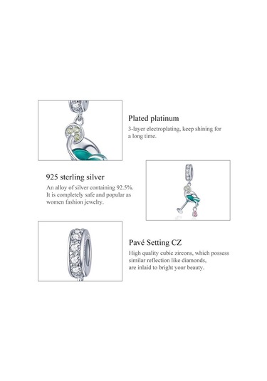 Wostu 925 Ayar Gümüş Pembe Cz Kokteyl Şarap Bardağı Dangle Charm Kolye Dıy Bilezik Takı Gümüş