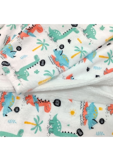 Dino Dijital Baskılı Çocuk Bornozu Yeşil