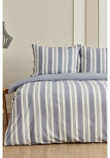 Karacahome Sarah Anderson Rosery İpliği Boyalı Çift Kişilik Nevresim Takımı Mavi