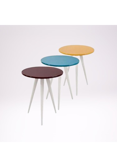 Zigon 3 Ayak Parlak 3 Renk Model Sehpa Kayın Torna Retro Ayak Mdf