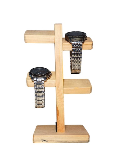 Doğal ahşap Merdiven tasarımlı saat askısı mücevher takı askılığı