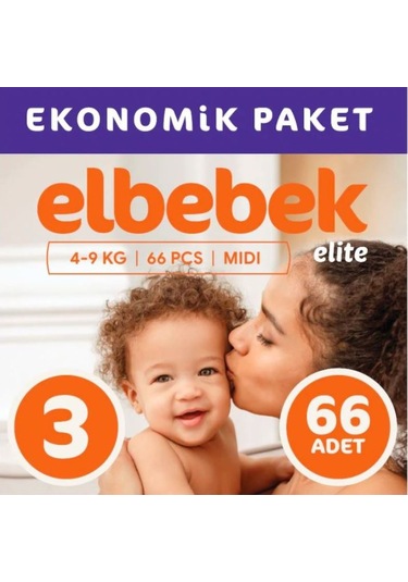 Elbebek Elite Bebek Bezi 3 Numara Midi 66 Adet