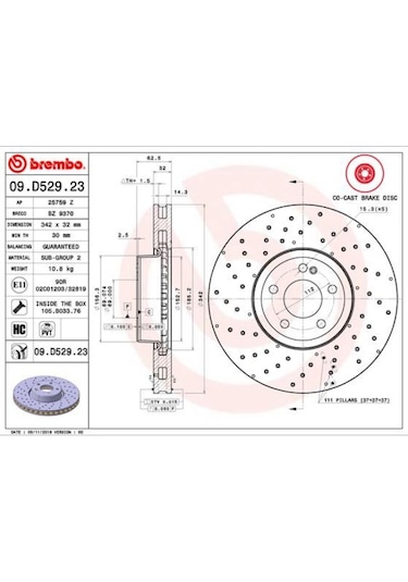 Mersedes Ön Fren Disk 342mm C-class W205 S205 C205 A205