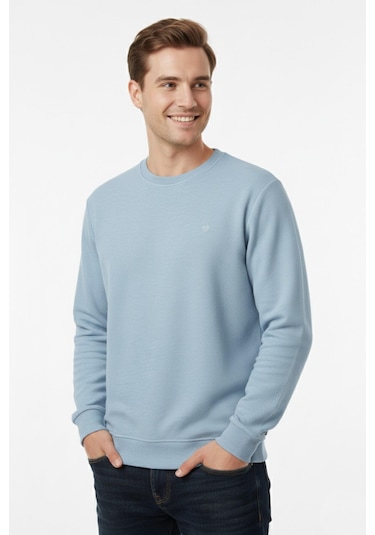 Dynamo Erkek Sıfır Yaka Selanik Sweatshirt Regular Kalıp Bgl-st04926 Mavi