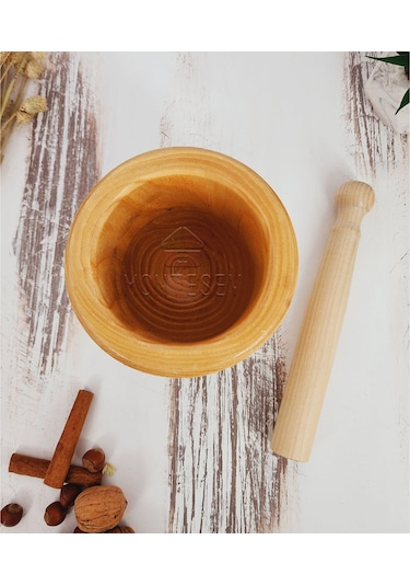 El Yapımı Ahşap Ağaç Havan Sarımsak Döveceği Lüx 10 Luk