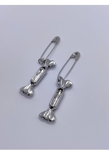 Sapphire Store Gümüş Renk Özel Tasarım Çengelli İğne Detaylı Küpe Gümüş